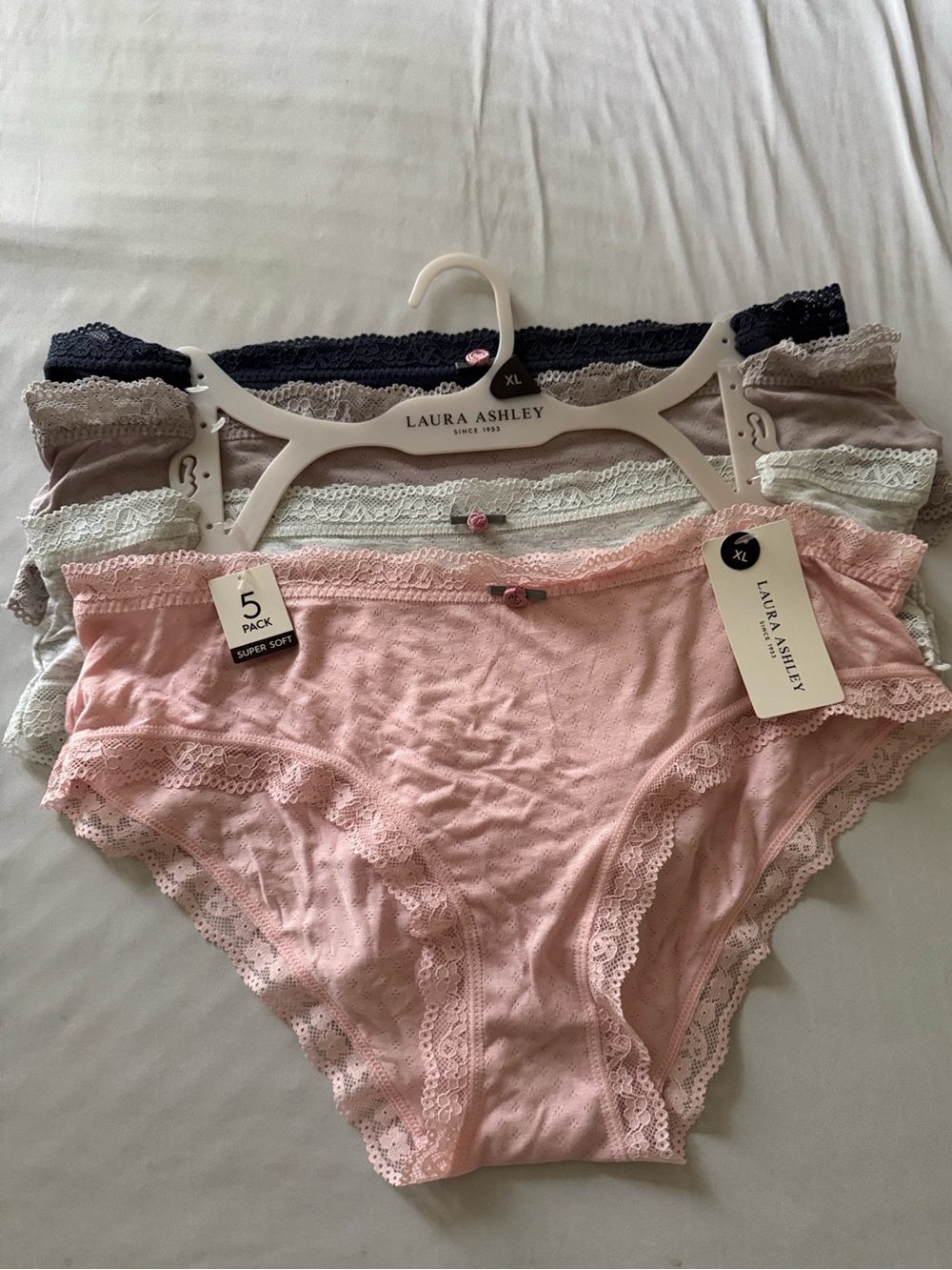 Laura Ashley Women's 4-Pack Lace Trim Cotton bikini Briefs -